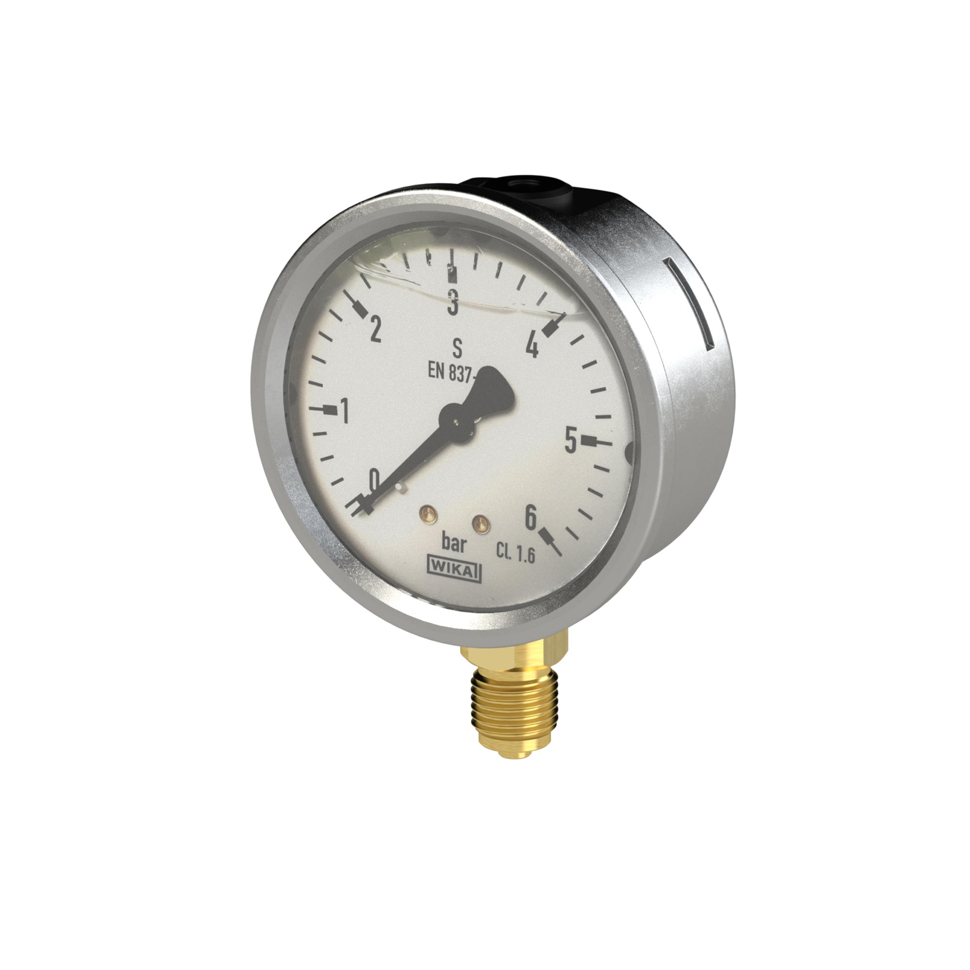 Glyzerinmanometer, CrNi-Stahl, G 1/4 unten, -1 / 0,0 bar, Ø 63