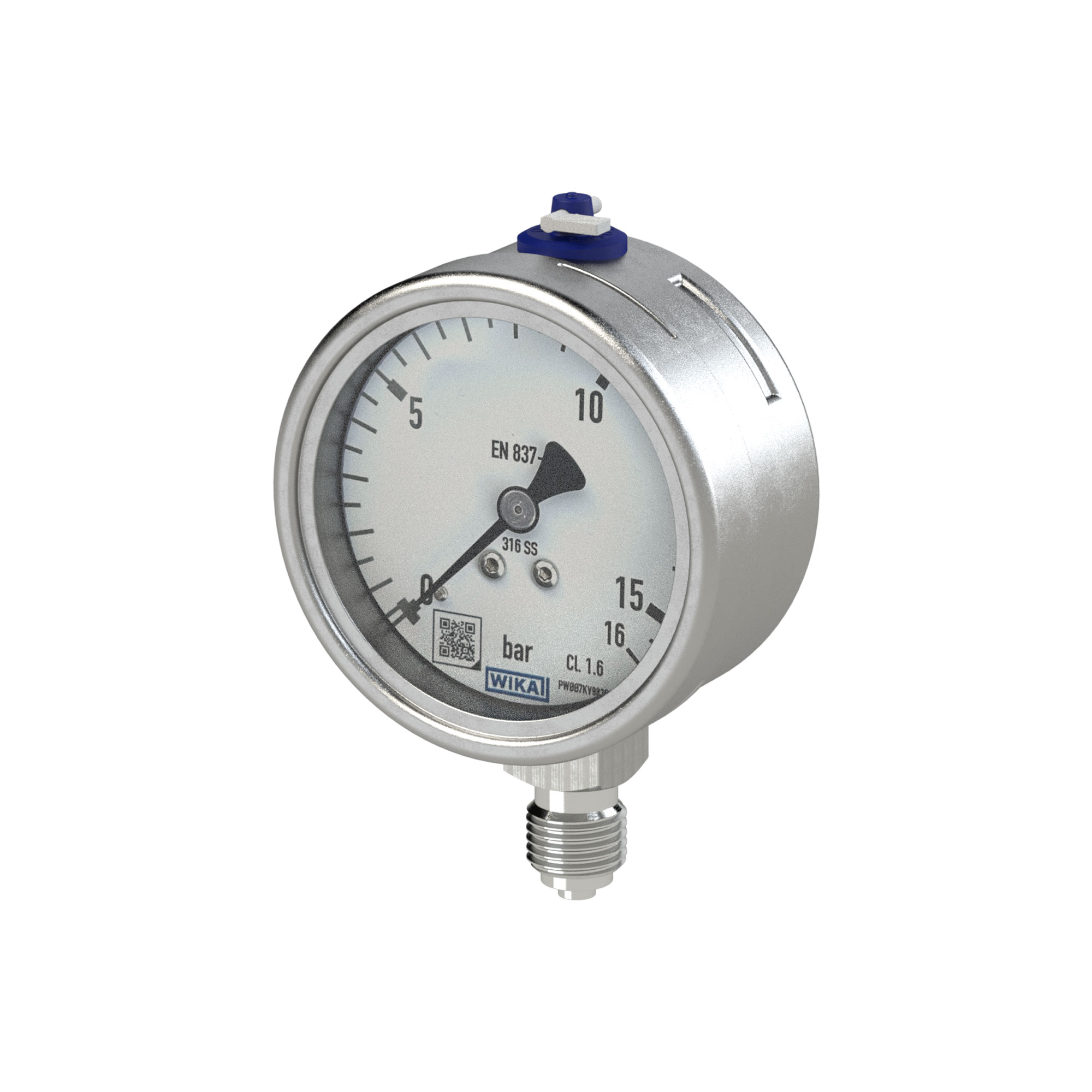Manometer, CrNi-Stahl, G 1/4 radial unten, -1 / 0,0 bar, Ø 63