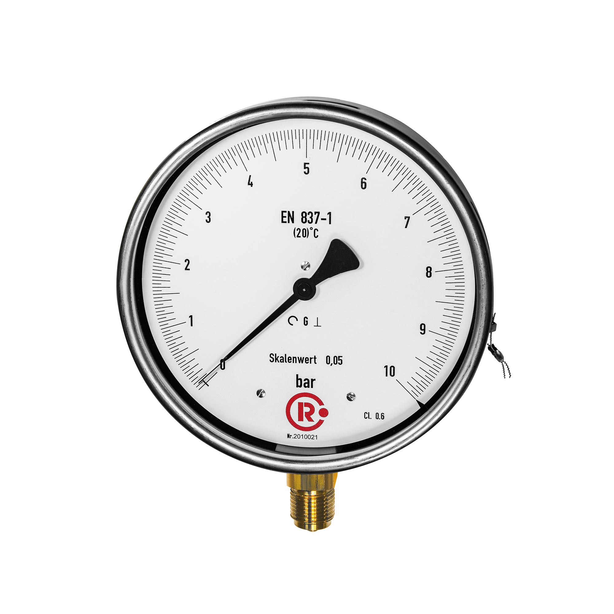 Feinmessmanometer, G 1/2 radial unten, -1 / 0,0 bar, Ø 160