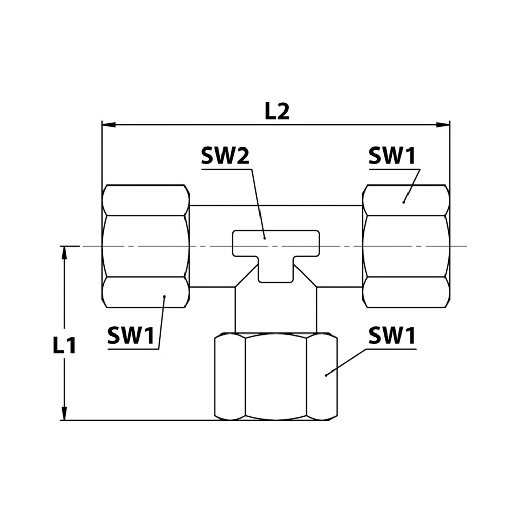 Einst. T-Anschlussverschraubung, Rohr-Außen-Ø 6, Stahl verzinkt