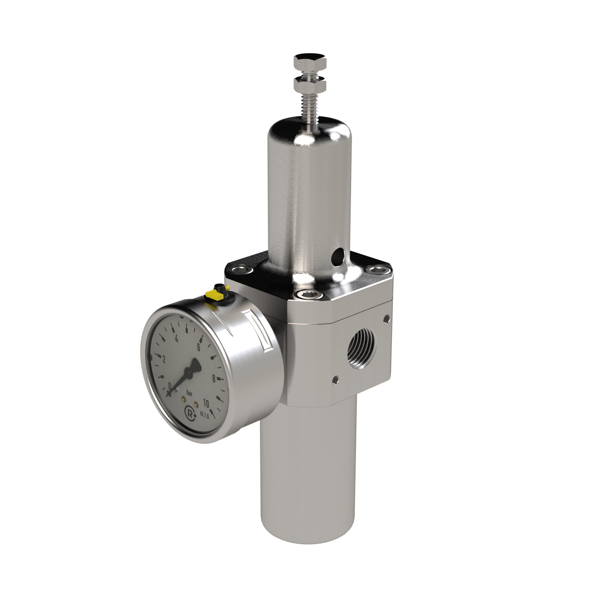 Edelstahl-Filterregler 1.4404, rücksteuerbar, G 1/4, 0,5 - 8 bar