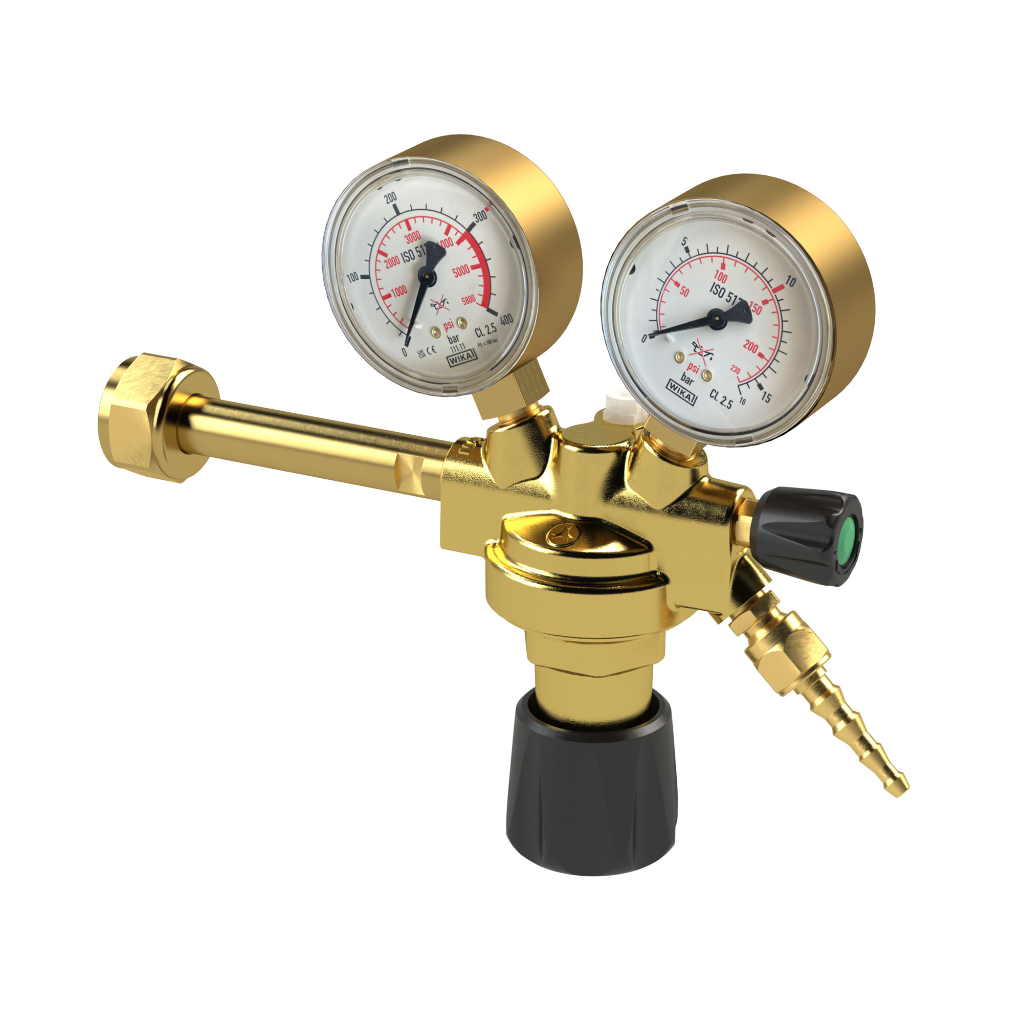 Flaschendruckminderer, 200 bar, Druckluft, Arbeitsdr. 0-10 bar