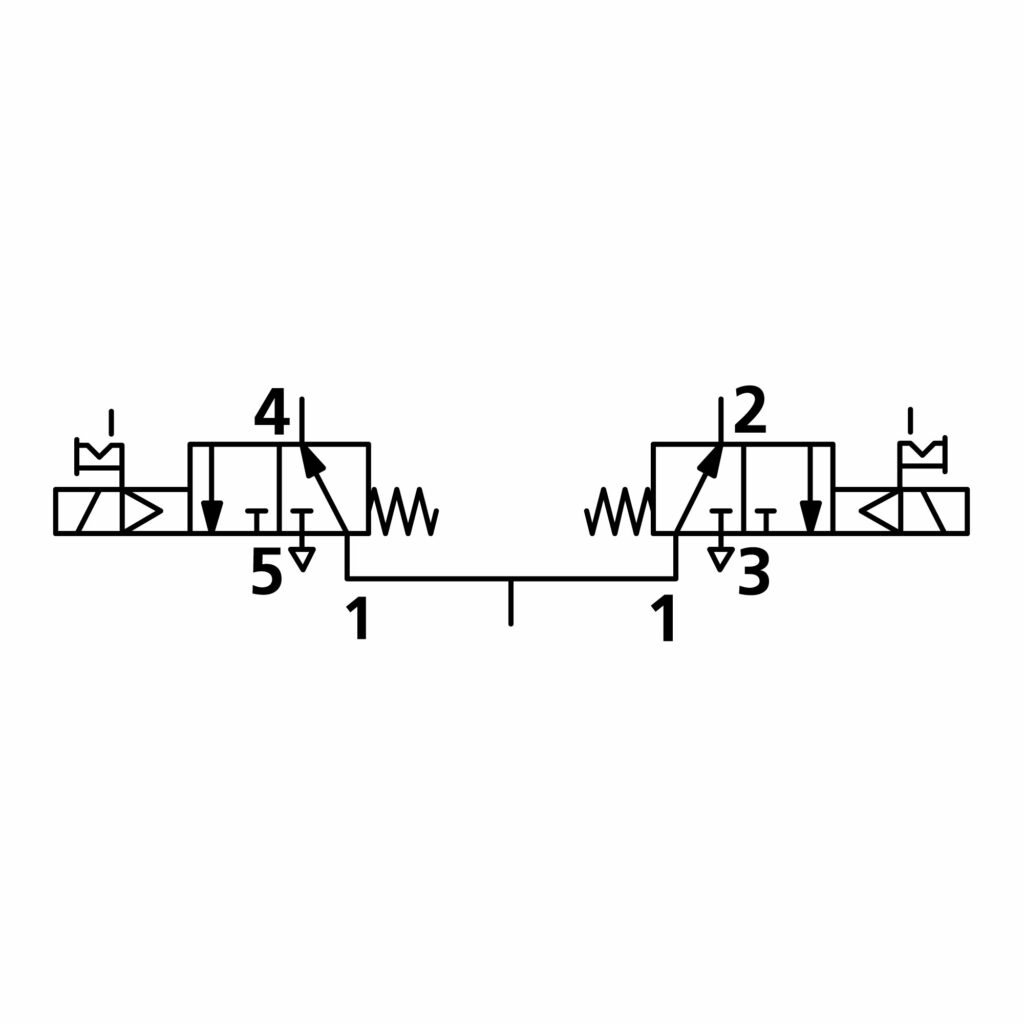 2x3/2-Wegeventil, elektropneumatisch, monostabil, G 1/8, NO