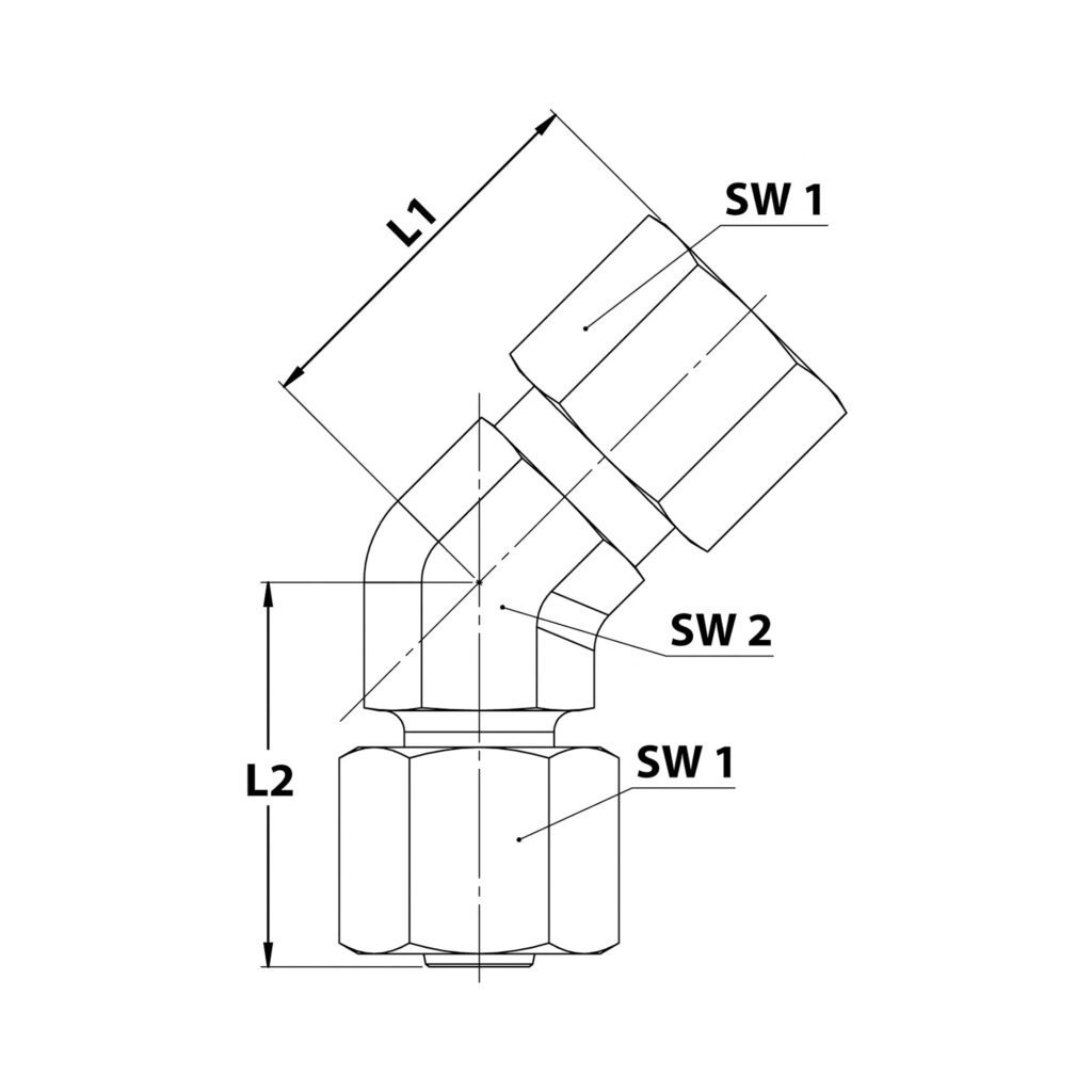 Einst. 45°-Anschlussverschr. M12x1,5 i., Rohr-AØ 6, Stahl verz.