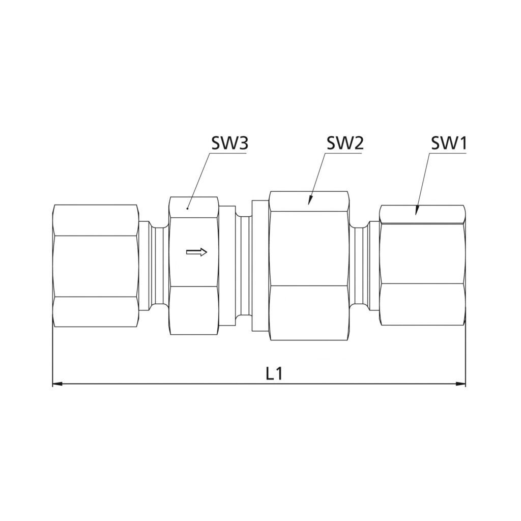 Rückschlagventil, Rohr-AØ 6mm, PN max. 250, Stahl verzinkt