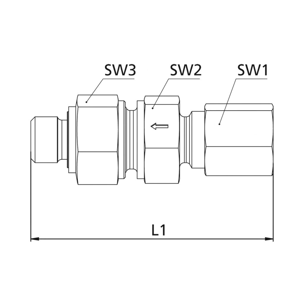 Rückschlagvent., G1/8a., Rohr-AØ 6mm, PN max. 250, Stahl verzinkt