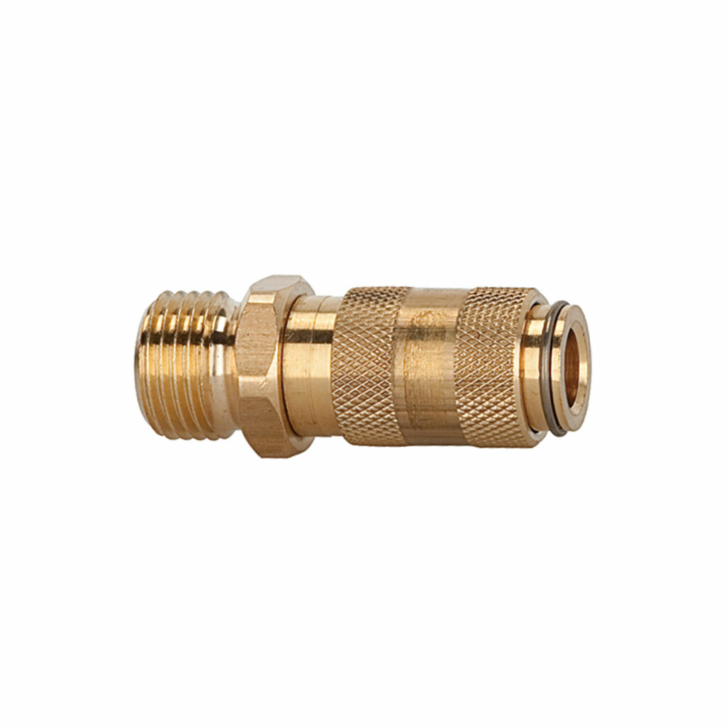 Schnellverschlusskupplung NW 2,7, Messing blank, M5 AG