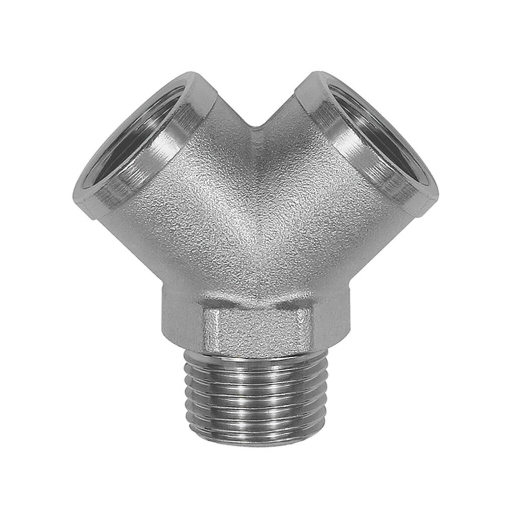 Verteiler, 2fach, R 1/8 AG, Abgänge 2 x G 1/8 IG, Messing vern.