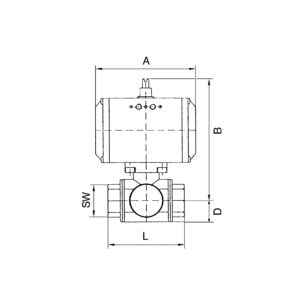 ES-Kuha, pneumat. Stellantrieb, doppeltwirk., Rp1/2, DN 15, L=133