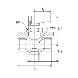 3-Wege-Mini-Kugelhahn, L-Bohrung, MS verchromt, G 1/8 IG, DN 5