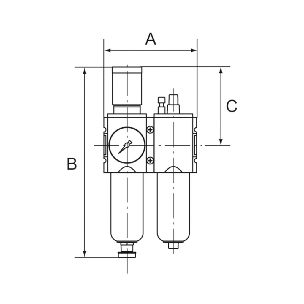 WE 2-tlg. »FUTURA-mini«, PC-Beh., Standardmano, G 1/4, 0,1-4, HA