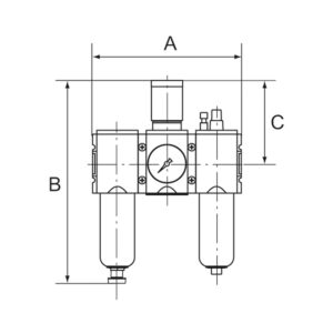 WE 3-tlg. »FUTURA-mini«, PC-Beh., Standardmano, G 1/4, 0,1-4, HA