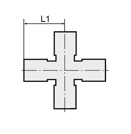 Kreuzverteiler, 4 x innen, Rp 1/8, Edelstahl 1.4408