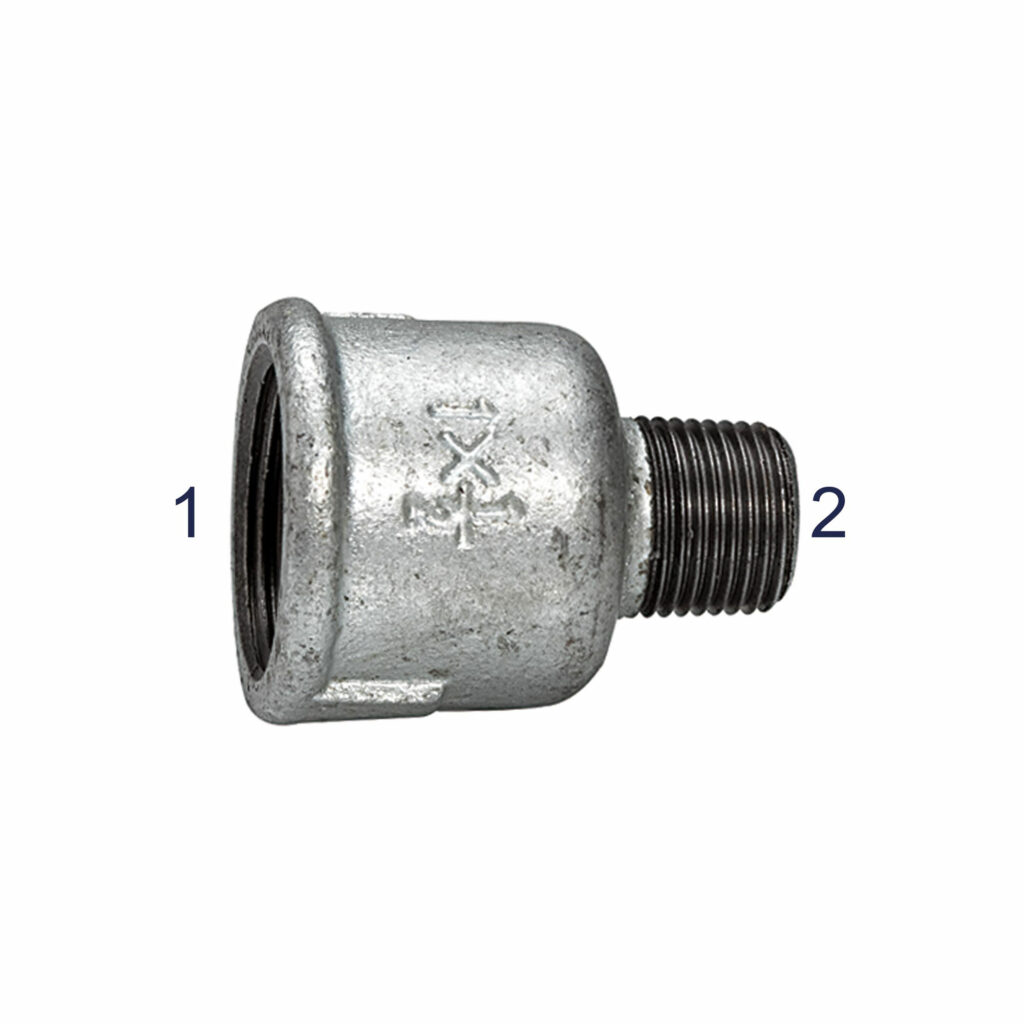 Reduziermuffe 246, IG/AG, Rp 3/8, R 1/4, schwarzer Temperguss