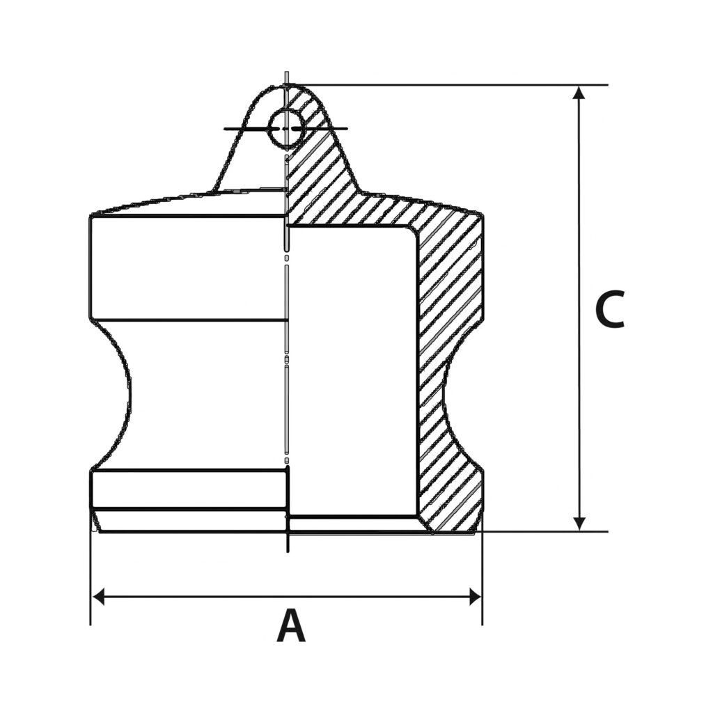 Kamlok-Verschlussstecker, Typ DP, Alu, BG 3/4, Stecker-Ø 32